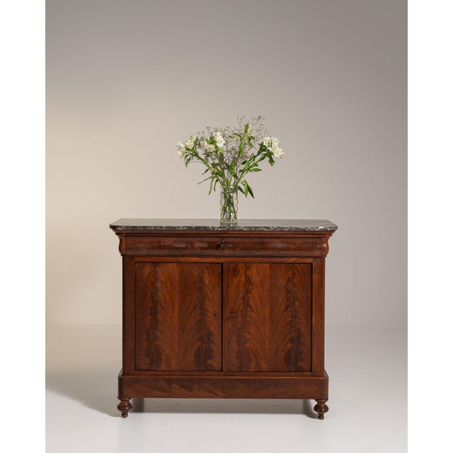 19th Century France Rich Mahogany Mahogany Marble-Top Buffet For Sale - Image 4 of 10