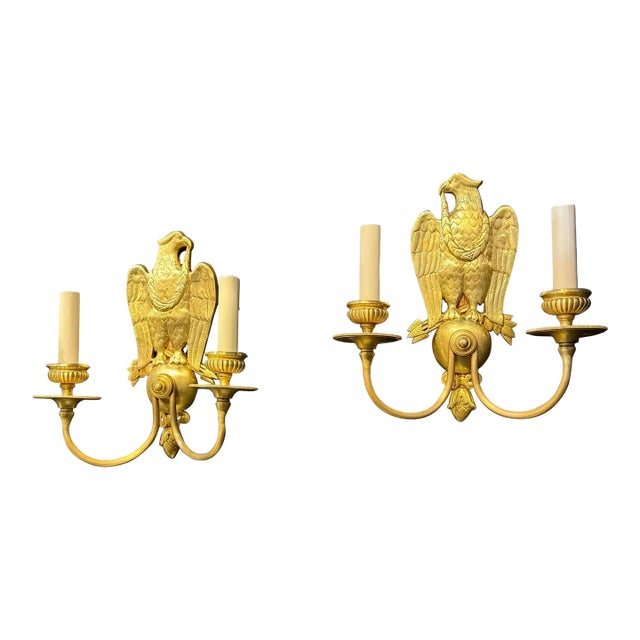 1920s Caldwell Federal Style Eagles Sconces - a Pair For Sale