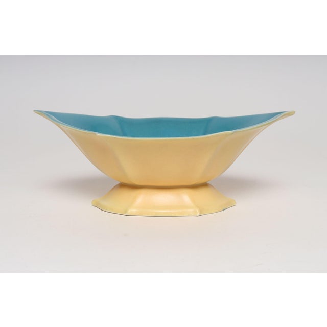 1920s Art Deco Matte Yellow and Glossy Blue Ceramic Console Bowl by Cowan Pottery For Sale - Image 5 of 14
