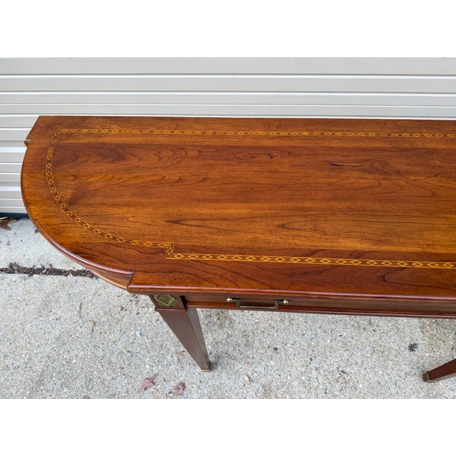 Late 20th Century Stickley Furniture Federal Style Demilune Mahogany Inlaid Console Table or Hall Table For Sale - Image 5 of 12