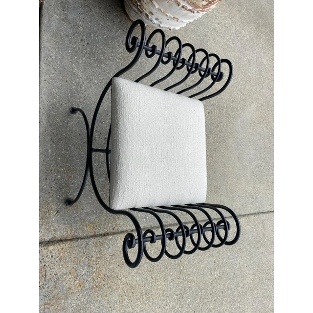 Mid 20th Century Vintage Scroll Iron Stool With Cushion | Chairish