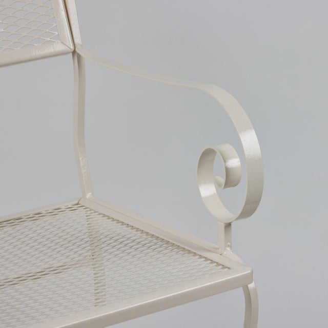 Vintage Iron Outdoor Dining Chairs W/ Metal Mesh Seats + Backs | Set of 8 For Sale - Image 4 of 14