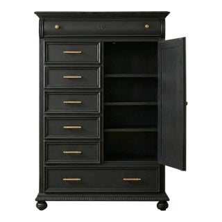 Late 20th Century Lexington Furniture Mansion Collection Vintage Armoire — Restored in Benjamin Moore Wrought Iron For Sale