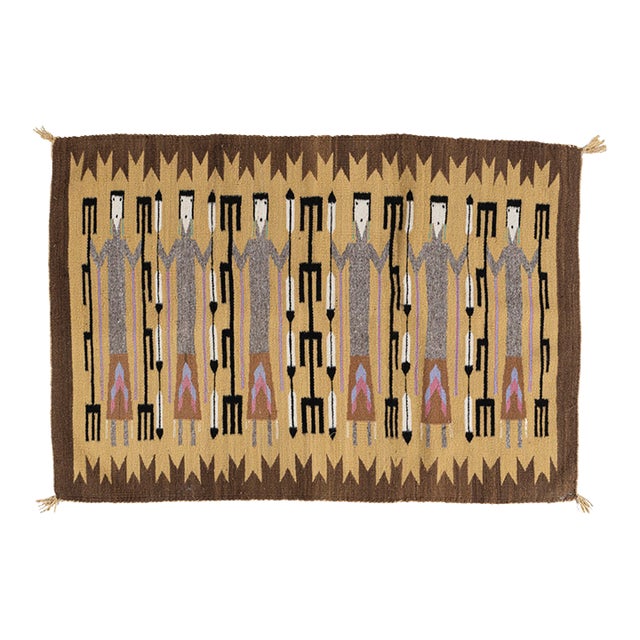 Vintage Yei Navajo Style Rug 3' X 4'2 For Sale