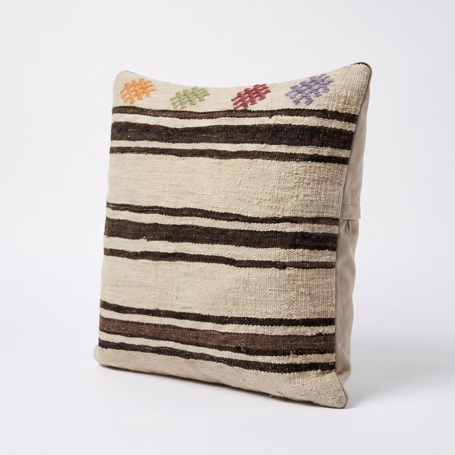Mid-Century Modern Bohemian Turkish Kilim Pillow Cover 23'' X 23'' For Sale - Image 3 of 4