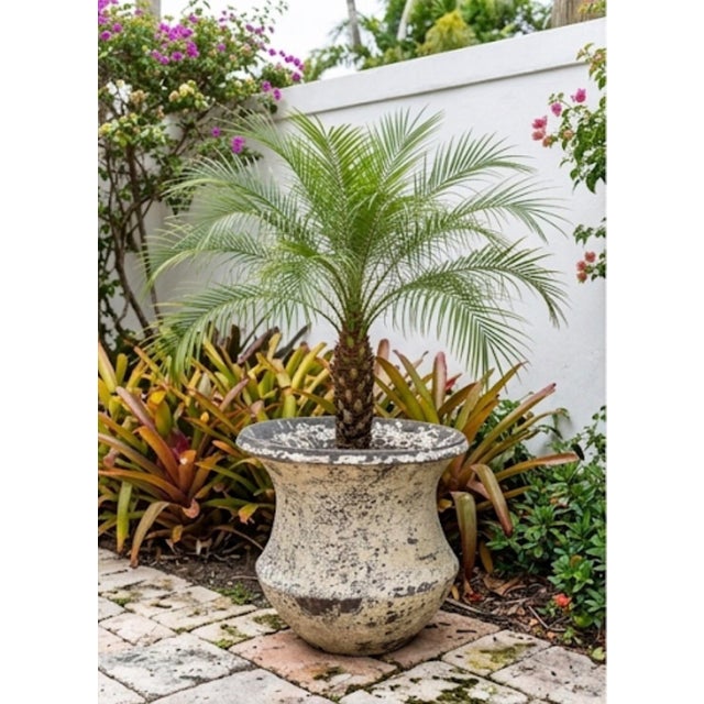 Vintage Faux-Stone Chipped Resin Garden Planter For Sale - Image 11 of 12