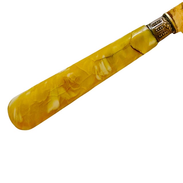 Antique 19th Century French Vermeil Fruit Service Set With Faux Amber Handles - 24-PCS Set For Sale - Image 9 of 11