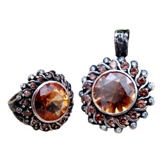 Ring and Pendant Set in Silver, Set of 2 For Sale