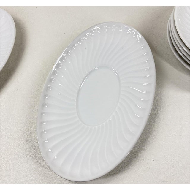 Vista Alegre Vintage Vista Alegre Portugal "Sagres" White Swirl Gravy Boat & Saucer Set - 8 Pieces For Sale - Image 4 of 7