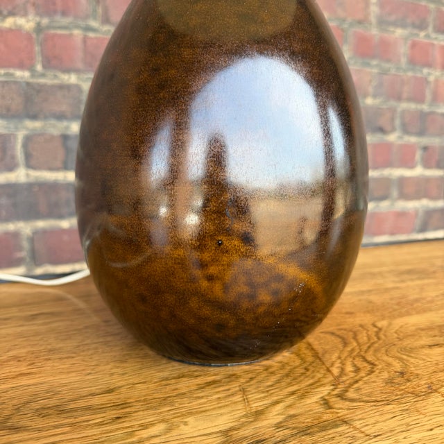 Mid-Century Modern 1960s Mid-Century Modern Lotte and Gunnar Bostlund Danish Brown Ceramic Table Lamp For Sale - Image 3 of 12