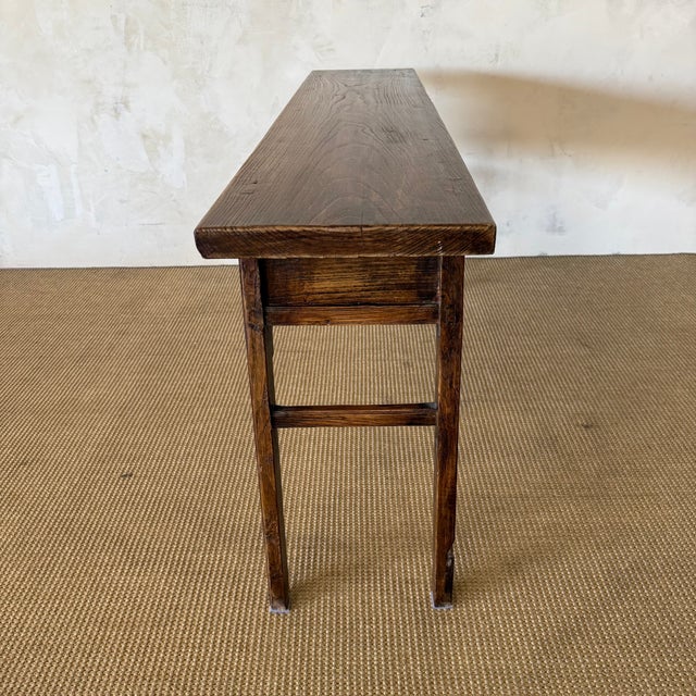 Vintage Reclaimed Elm Wood 4 Drawer Console C. 1920 For Sale In Los Angeles - Image 6 of 12