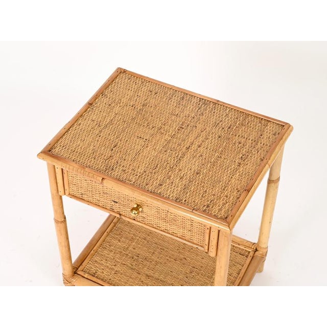 French Riviera Nightstands in Bamboo, Rattan and Brass, Italy, 1970s, Set of 2 For Sale - Image 15 of 16