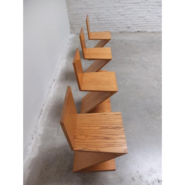Zig Zag Chairs by Gerrit Rietveld for Cassina, 1980s, Set of 4 For Sale - Image 5 of 18