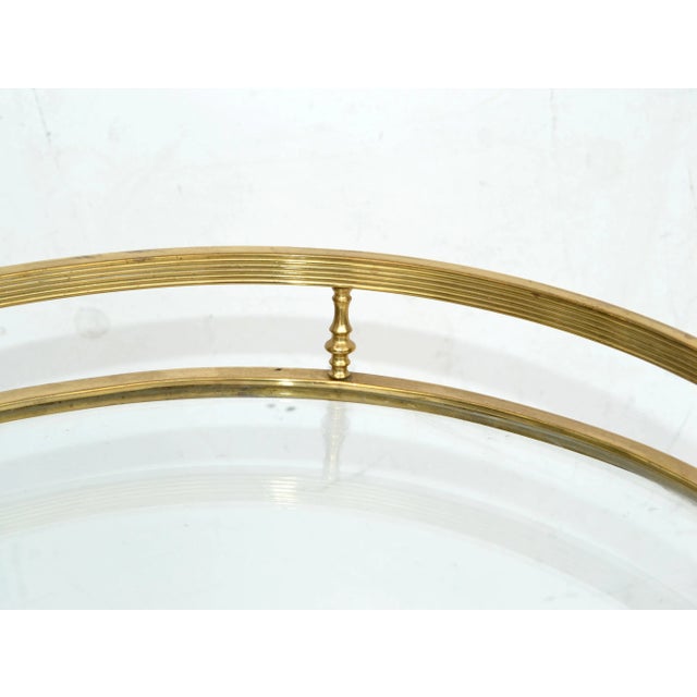 Brass Maison Bagués 2 Tier Oval Brass & Glass Bar Cart Mid-Century Modern France 1950 For Sale - Image 8 of 13