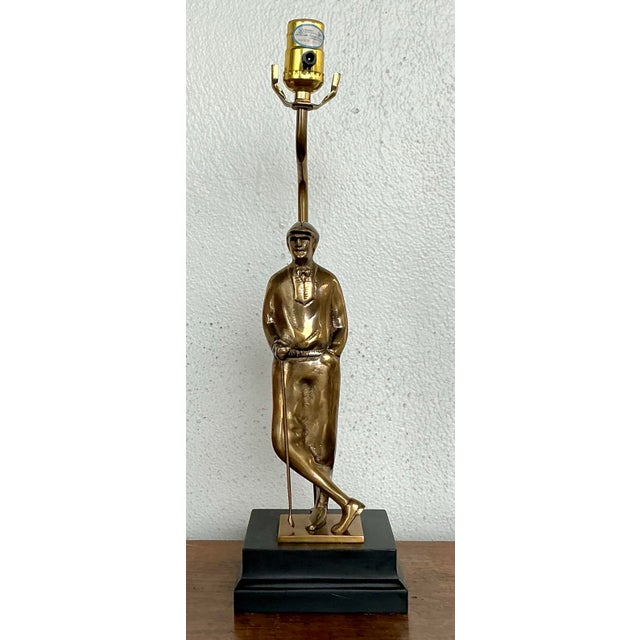 Brass Vintage Cast Brass Vintage Golfer Lamp For Sale - Image 8 of 12