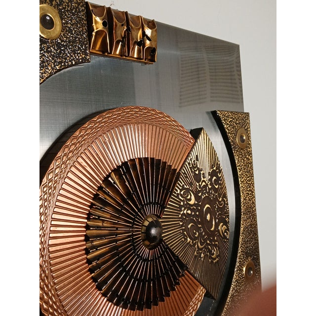 Metal 1970's Brutalist Mixed Metal High Relief Wall Decor. By Stephen Chun For Sale - Image 7 of 15