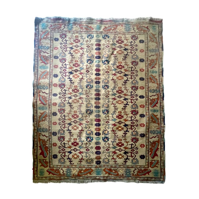 Handwoven Caucasian Style Soumak Rug with Zoomorphic Motifs, 1960s For Sale - Image 9 of 9