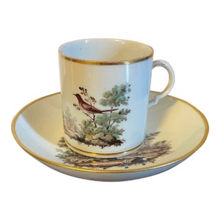 Antique 18th Century Italian Doccia Porcelain Coffee Can Cup and Saucer, Circa 1790 For Sale