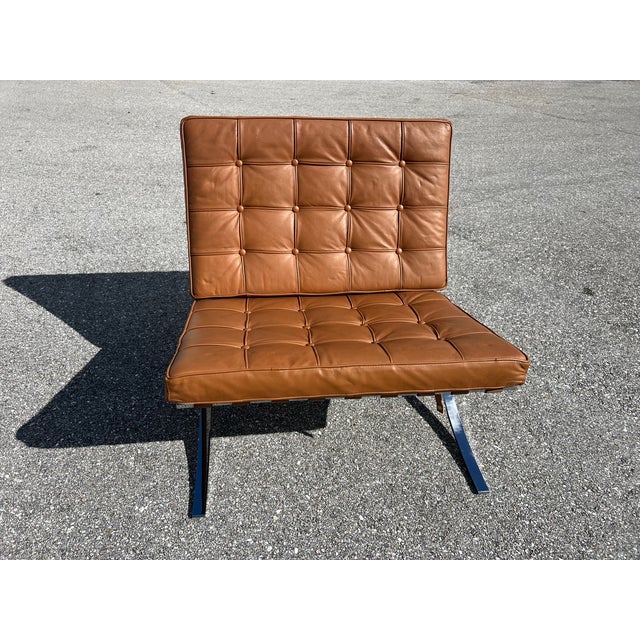 Mid-Century Modern Midcentury Barcelona Style Chair in Stainless Steel and Leather For Sale - Image 3 of 14