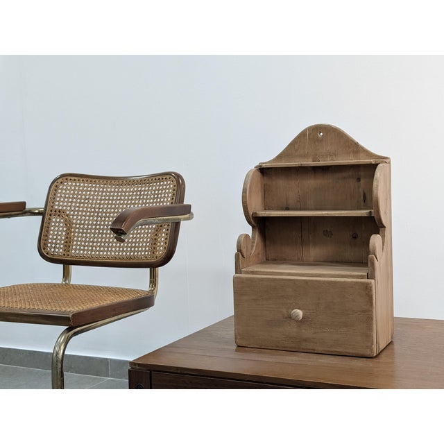 Hand-Carved Folk Art Pine Cutlery Rack with Drawer, 1950s For Sale - Image 16 of 18