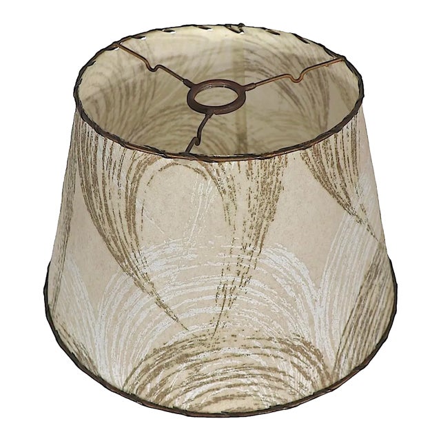 Mid Century Parchment Lamp Shade With Brush Stroke Motif C 1950's For Sale