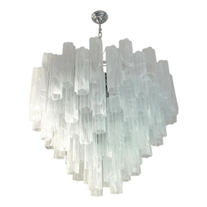 Modern Large Venetian White Alabastro Tronchi Murano Glass Chandelier by Simoeng