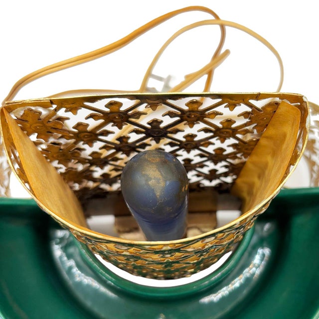 1950s Mid-Century Modern Regancy Brass & Ceramic Tv Lamp & Planter by Sierra Columbia For Sale - Image 10 of 11