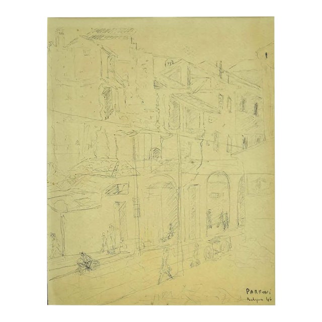 Architecture - Pen on Paper - 1946 For Sale