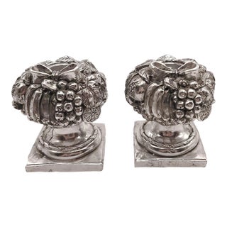 Vintage Silver Tone Fruit Topiary Candle Holders - a Pair For Sale