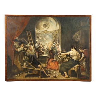 J. Dupont da Velzquez, The Spinners Copy, 20th Century, Oil Painting on Canvas, Framed For Sale