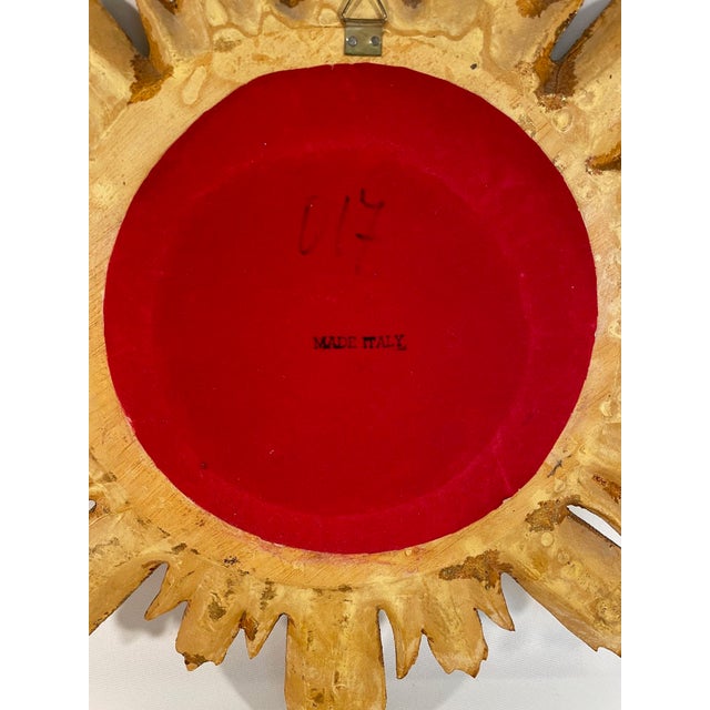 1950s Italian 18.5" Classic Giltwood Sunburst Wall Mirror For Sale - Image 13 of 16
