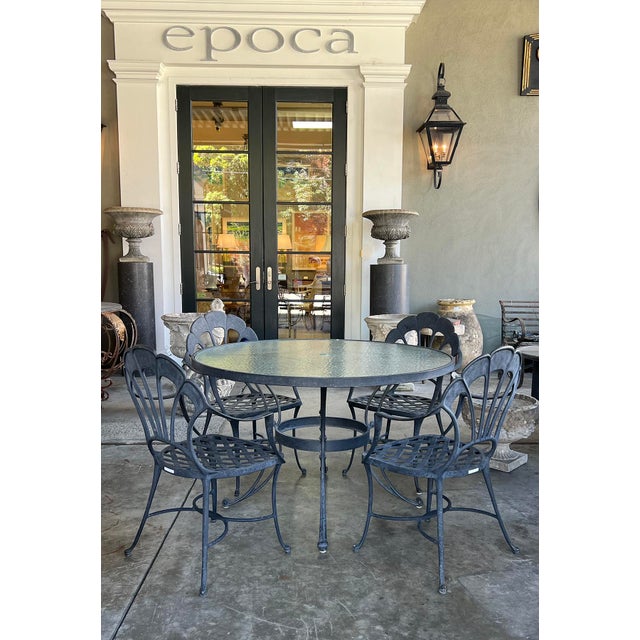 Vintage Brown Jordan Aluminum Outdoor Round Table With Four Chairs For Sale - Image 9 of 13