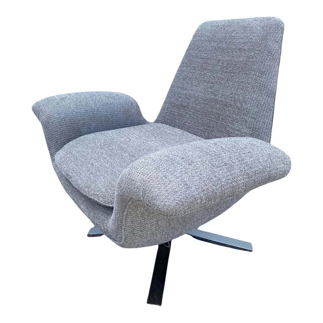 Nicos Zographos Attributed Swivel Winged Armchair For Sale