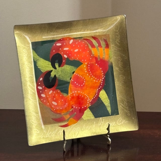 Late 20th Century Late 20th Century Art Glass Plate W/ Crab Motif For Sale - Image 5 of 9