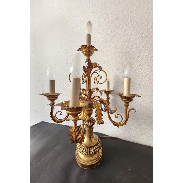 1920s Vintage Hollywood Regency Louis XV 6-Light Florentine Floor Lamp, Italy, 1920s, Set of 2 For Sale - Image 5 of 18
