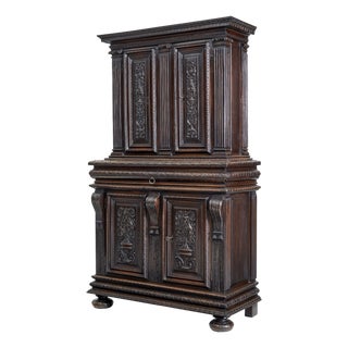 French Carved Walnut Cabinet, 1850s For Sale