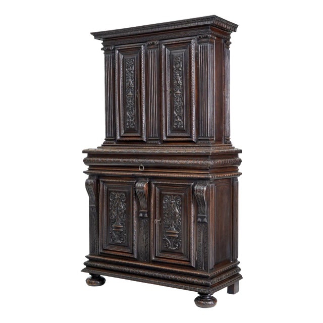 French Carved Walnut Cabinet, 1850s For Sale