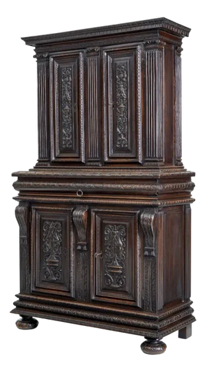 French Carved Walnut Cabinet, 1850s