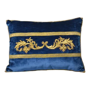Contemporary Embroidery Pillow with Antique Trim