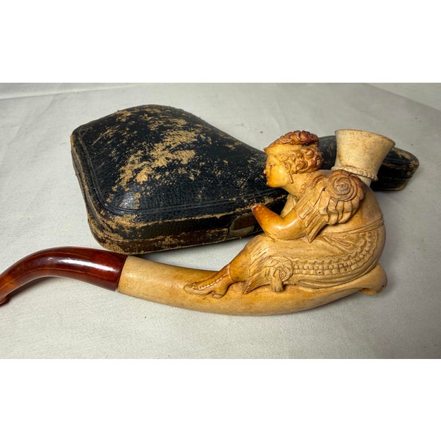 Antique 19th Century Carved Meerschaum Victorian Lady Figural Nyc Smoking Pipe For Sale - Image 9 of 17