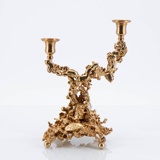 1970s Gilded Bronze Candelabra by Claude Victor Boeltz, 1970s For Sale - Image 5 of 12