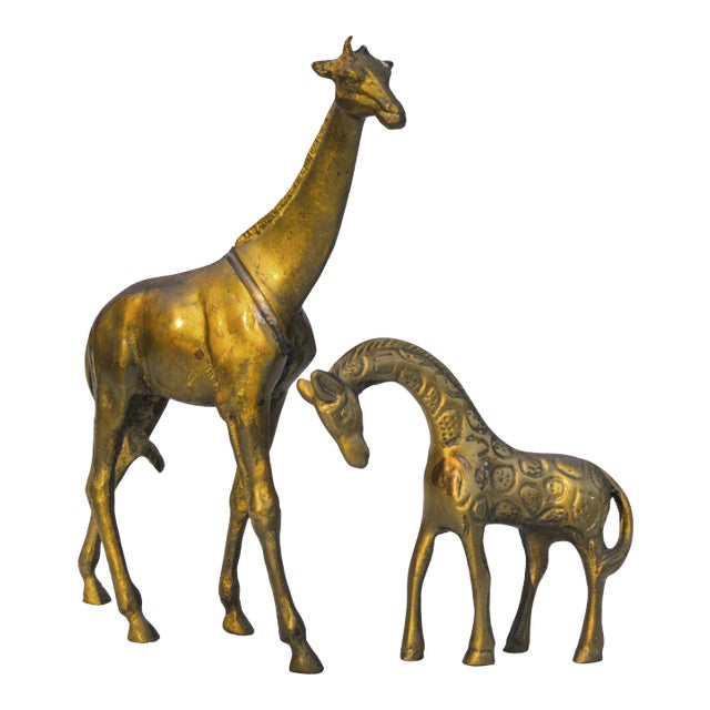 Vintage Brass Giraffes- S/2 For Sale