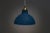 Mid-Century Swedish rise and fall pendant light. In a textured blue finish on the exterior with a cream interior of the...