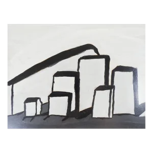 Vintage Mid Century Abstract City Block Painting