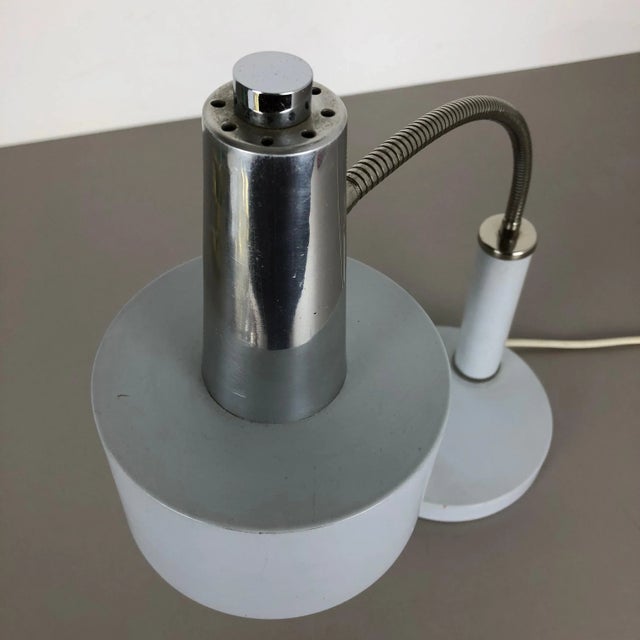 Gray German Modernist Metal Table Light attributed to SIS Lights, 1960s For Sale - Image 8 of 15