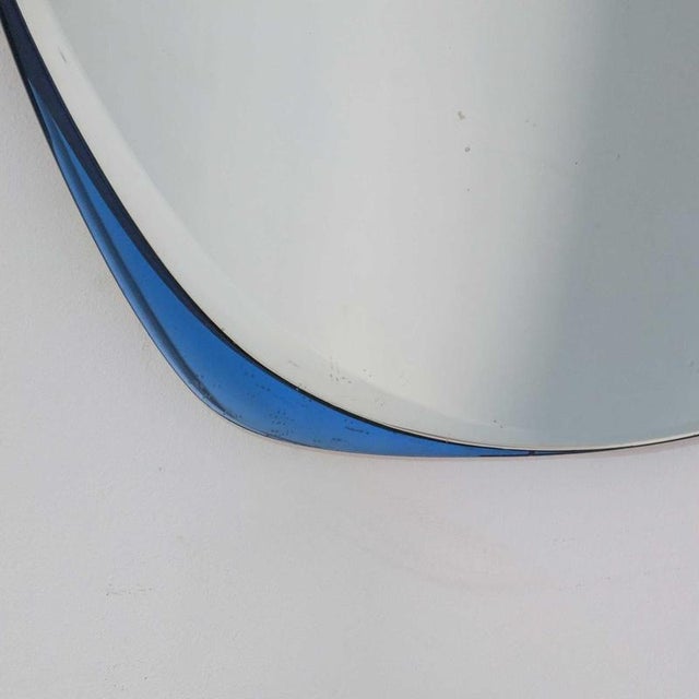 Space Age Italian Cobalt Blue Mirror Curved Glass in the style of Cristal Art, 1970s For Sale - Image 6 of 7