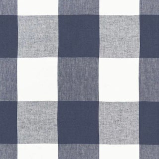 Sample - Schumacher Key Largo Check Fabric in Navy For Sale