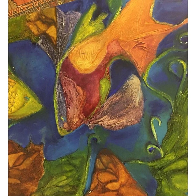 Küchel Silvia La Bella, Fish Collage Colorful, 1998, Oil on Canvas For Sale - Image 9 of 13