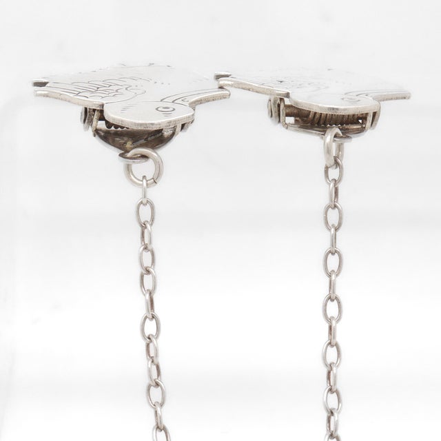 Antique Edwardian Webster Sterling Silver Figural Duck Child's Bib Holder - a Pair For Sale - Image 11 of 14
