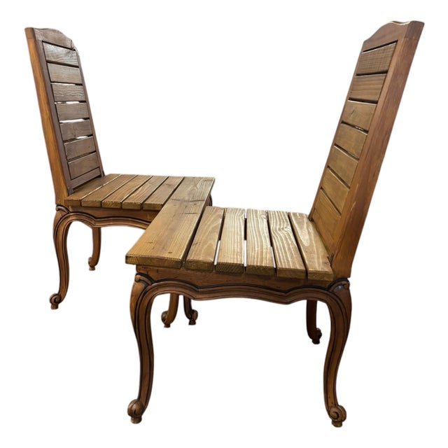 Pair of Rustic French Country Face-to-Face Conversation Benches W/ Cabriole Legs, a Pair For Sale